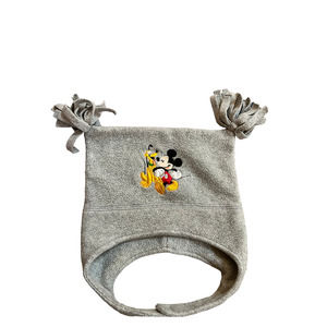 Vintage Mickey Mouse Embroidered Kids Beanie Hat Gray